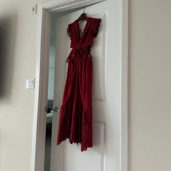 Farm Rio Red Butterfly Cut-Out Midi Dress - Picture 6 of 9